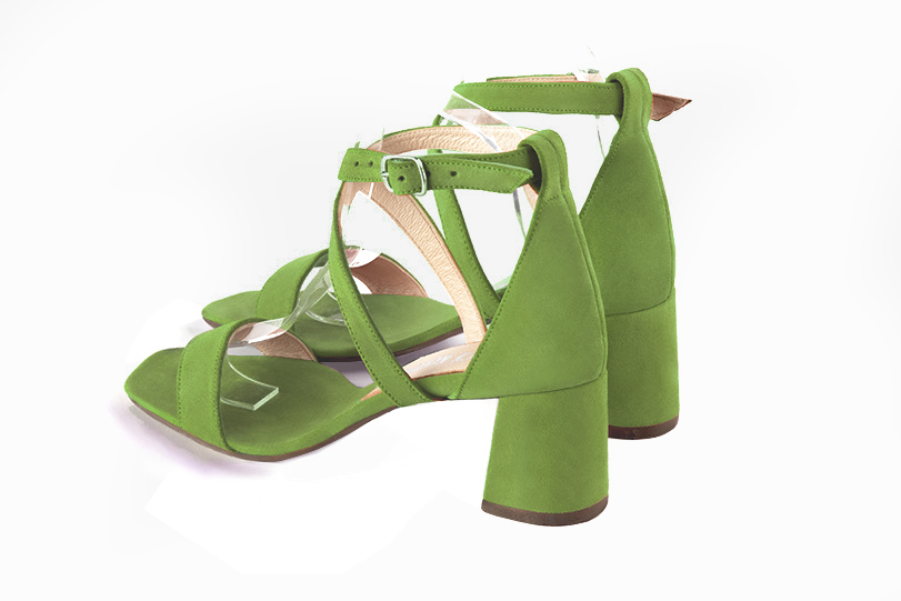 Women's  elegant sandals closed at the back with crossed straps. .  - Rear view